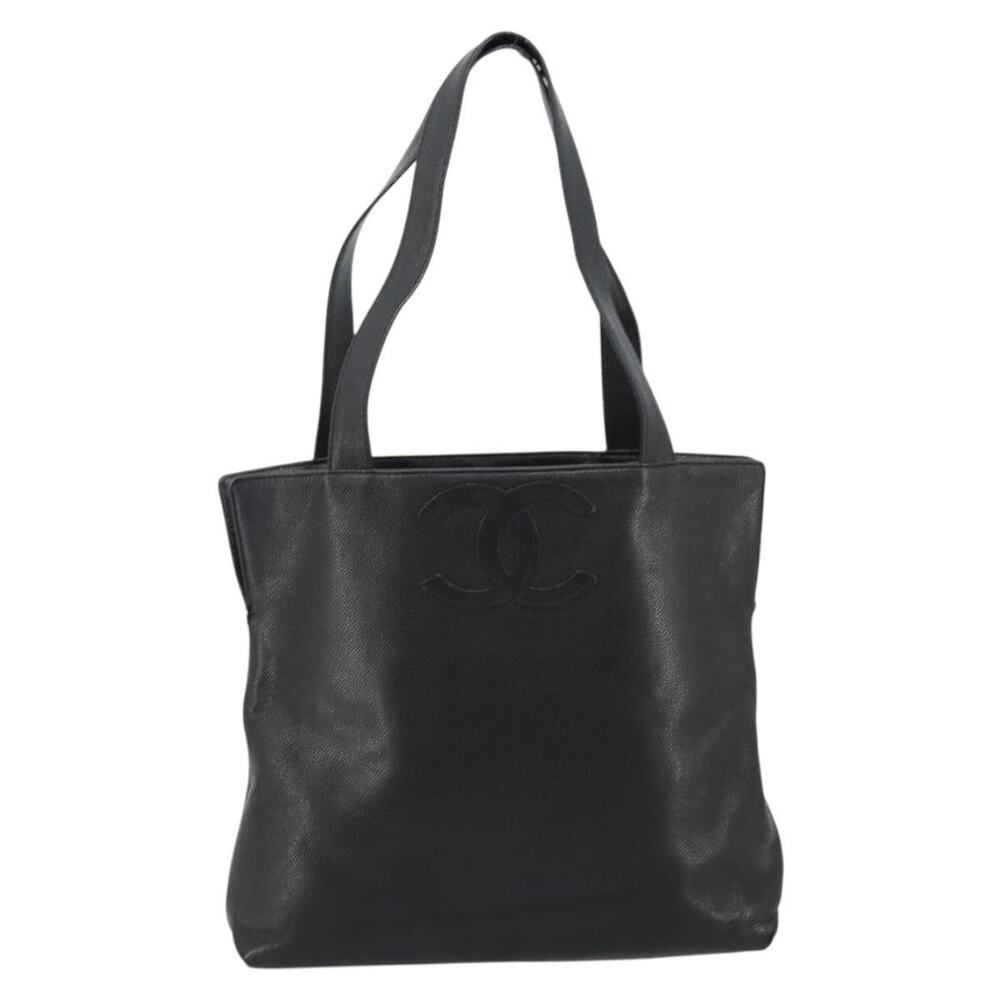 Chanel Caviar Black Gold CC Tote Bag